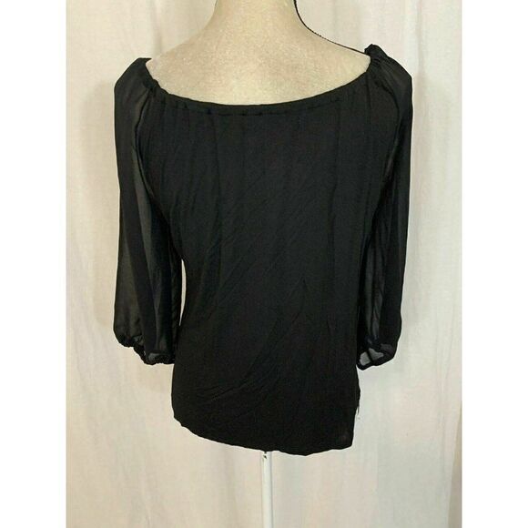 velvet graham spencer Womens Solid Black Long Sleeve Top Blouse P Small Xs - Picture 5 of 7